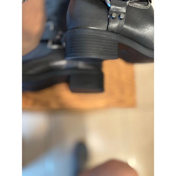 ZARA Top Stitch Biker Boots w Harness Strap, O Ring & Studs - Picture 10 of 14